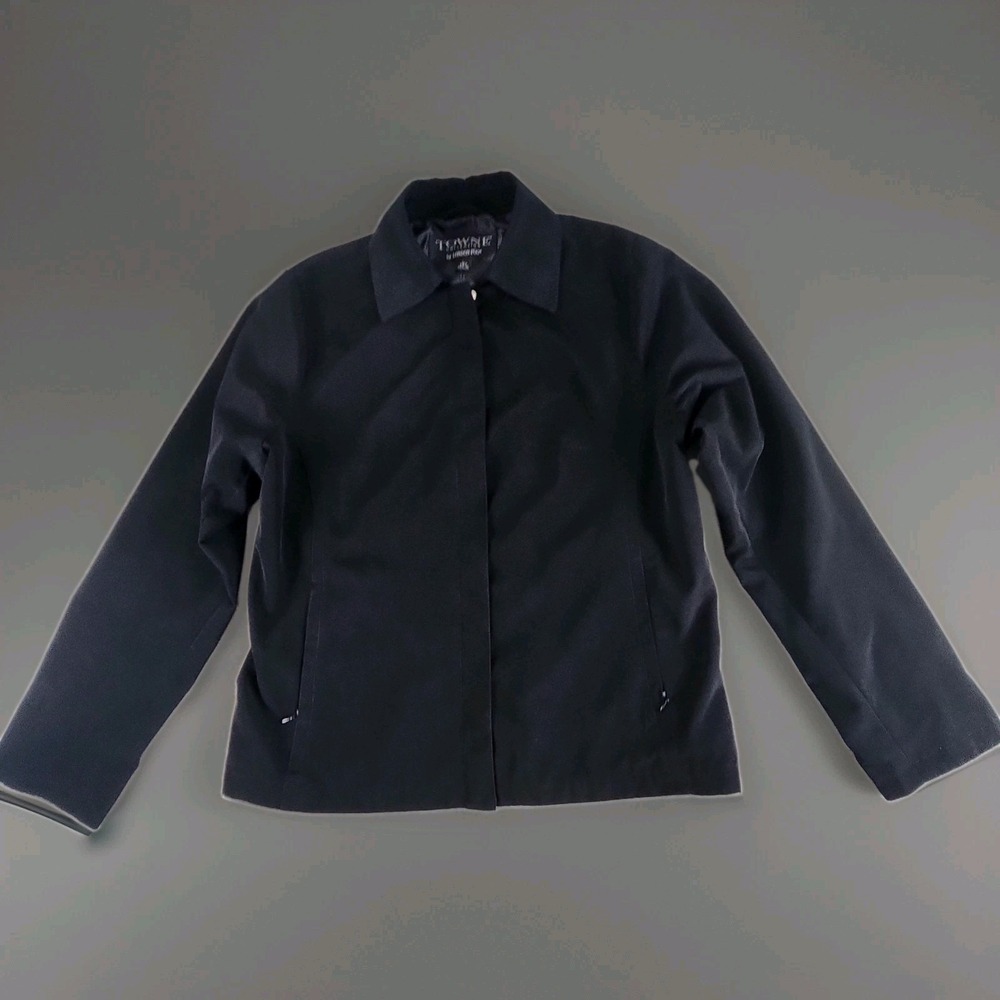 London Fog Towne Collection Black Minimalist Full Zip Jacket Large 075230K